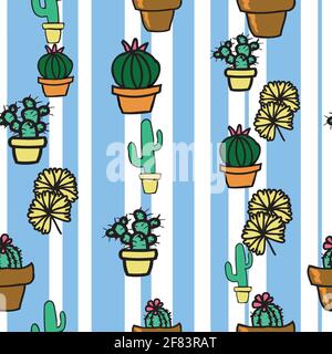Vector background cactus plant seamless pattern. Seamless pattern backgroundcactus Stock Vector