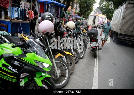 salvador, bahia / brazil - november 16, 2020: motorcycle parking in downtown Salvador. Stock Photo