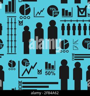 Statistics pattern seamless. Graph and chart background. vector texture Stock Vector