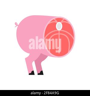 Cut pig. Pig entrails. vector illustration Stock Vector