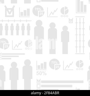 Statistics pattern seamless. Graph and chart background. vector texture Stock Vector
