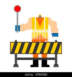Road worker isolated. Roadman vector illustration. Service asphalt repair Stock Vector