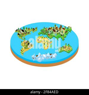 Flat earth outdated hypothesis that the Earth is a flat disk. The concept of a flat earth was present in the cosmogonic mythology of many peoples of a Stock Vector