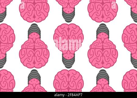 Brain is light bulb pattern seamless. Idea background. New ingenious Thought texture Stock Vector