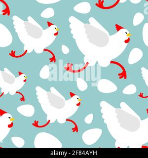 Chicken running pattern seamless. Chicken run background. vector texture Stock Vector