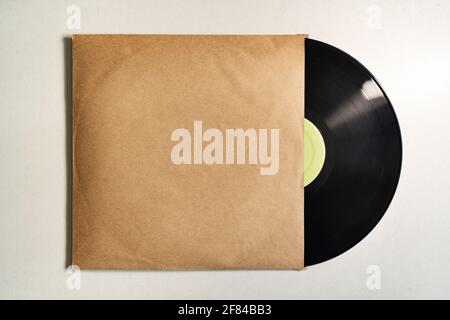 Vinyl record in paper sleeve packaging Stock Photo