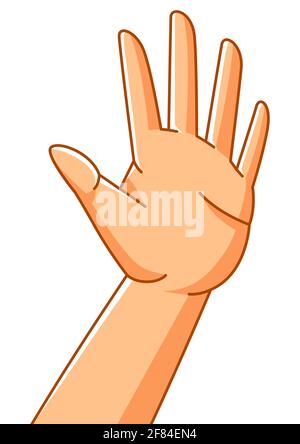 Illustration of hand in stop gesture. Sign of protest and prohibition. Stock Vector