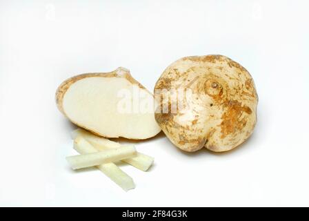 Pachyrhizus erosus (Pachyrhizus erosus) root bulb, benkuang, jicama, tuber bean Stock Photo