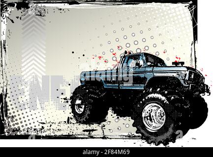 monster truck poster background Stock Vector