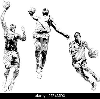 basketball players illustration Stock Vector