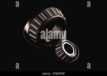 roller bearing on black background, blank for creativity close-up selective focus Stock Photo