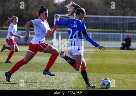 Glasgow, UK. 11th Apr, 2021. Sam Kerr (#24) of Rangers Women FC during the Scottish Building Society SWPL1 Fixture Rangers FC vs Spartans FC at Rangers Training Centre, Glasgow, 11/04/2021 | Images courtesy of www.collargeimages.co.uk Credit: Colin Poultney/Alamy Live News Stock Photo