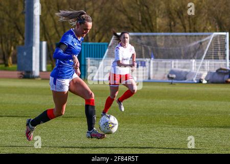 Glasgow, UK. 11th Apr, 2021. Sam Kerr (#24) of Rangers Women FC during the Scottish Building Society SWPL1 Fixture Rangers FC vs Spartans FC at Rangers Training Centre, Glasgow, 11/04/2021 | Images courtesy of www.collargeimages.co.uk Credit: Colin Poultney/Alamy Live News Stock Photo