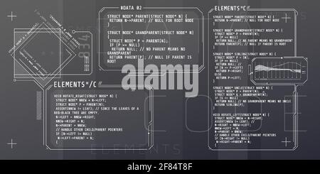 HUD interface elements with part of the code C. Stock Vector