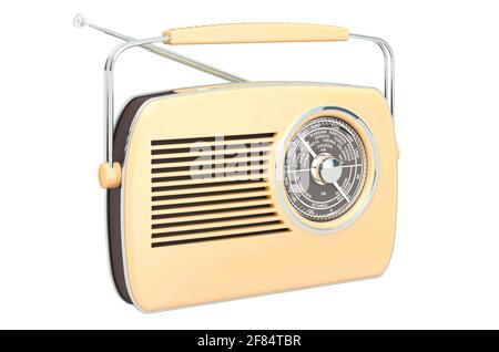 Retro radio receiver, 3D rendering isolated on white background Stock Photo