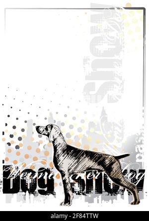 Weimaraner dog poster background Stock Vector