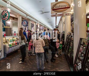 People shopping in Quincy Market, Boston, Massachusetts Stock Photo