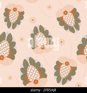 Seamless handwork floral pattern. Vector illustration. Seamless abstract background with abstract flowers Stock Vector