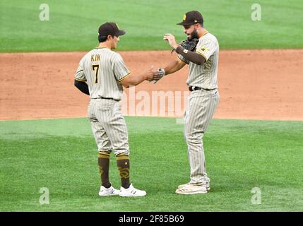 Apr 11, 2021: San Diego Padres third baseman Ha-Seong Kim #7