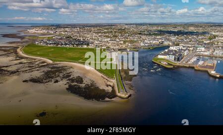 An aerial view of the River Corrib, the Claddagh Basin and the street ...