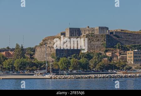 Old Venetian fortress in Corfu town Greece Stock Photo