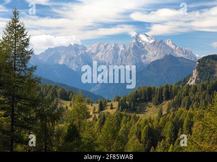 Marmolada, View of top of Alps Dolomities mountains, Italy Stock Photo