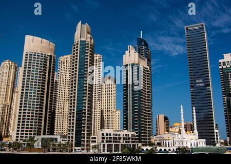 Luxurious Residence Buildings in Dubai Marina, UAE Stock Photo