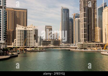 Luxurious Residence Buildings in Dubai Marina, UAE Stock Photo