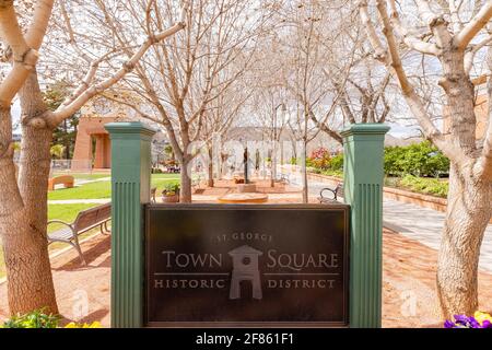 Utah, MAR 15, 2021 - Daytime shot of the Town Square Park Stock Photo
