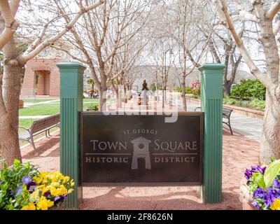 Utah, MAR 15, 2021 - Daytime shot of the Town Square Park Stock Photo