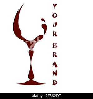 logo glass of wine made of wine drops with vertical inscription 1 Stock Vector