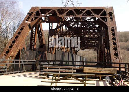 Keystone Viaduct Bridge Great Allegheny Passage Hiking Trail Stock Photo