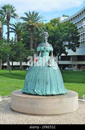 Statue of Imperatriz Sissi, in the Pestana Casino Park Hotel Garden, Funchal, Madeira, Portugal, statue Stock Photo