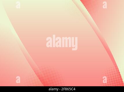 Abstract simple background pink and yellow gradient color curve line layered with halftone minimal style. Vector illustration Stock Vector