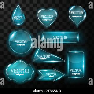 Glass vector button plane. Easy editable background Stock Vector