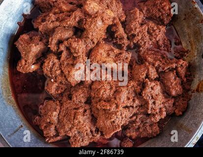 cooked rendang padang an indonesian food made from beef Stock Photo