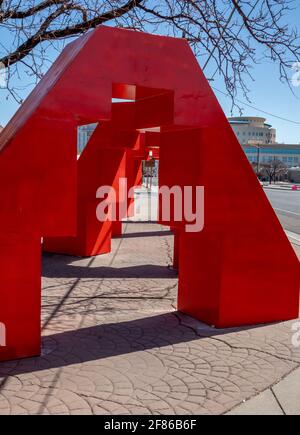 Albuquerque, New Mexico - April 4, 2021: Abstract sculpture in downtown Albuquerque Stock Photo