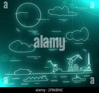 3d rendering cargo ships or vessels with containers in ocean Stock ...