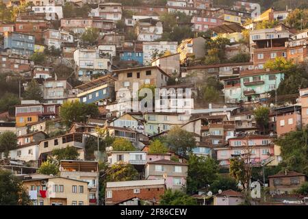 Residential houses on the mountain slopes in Bursa city, Turkey