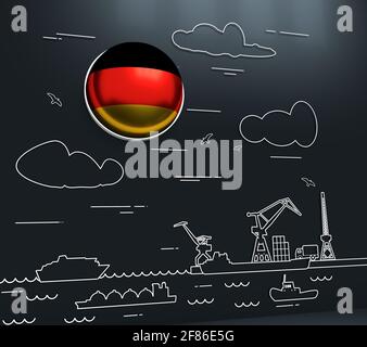 3d rendering cargo ships or vessels with containers in ocean Stock ...