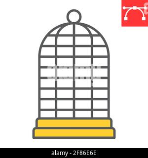 Birdcage color line icon, pet shop and freedom, cage vector icon, vector graphics, editable stroke filled outline sign, eps 10. Stock Vector