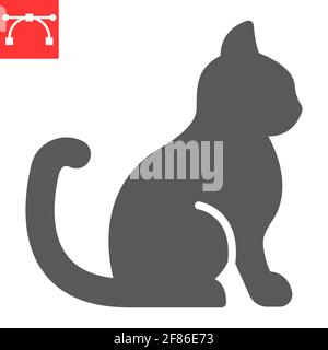 Cat line and solid icon, pets concept, kitten sign on white background,  sitting cat silhouette icon in outline style for mobile concept and web  design Stock Vector Image & Art - Alamy