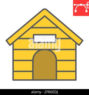 Kennel color line icon, pet and home, wooden dog house vector icon, vector graphics, editable stroke filled outline sign, eps 10. Stock Vector