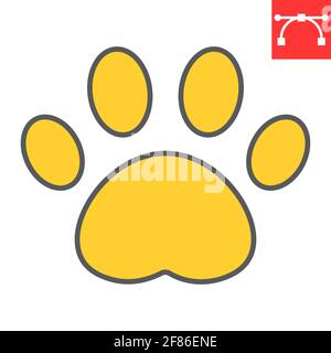 Paw print color line icon, pet and foot, dog paw footprint vector icon, vector graphics, editable stroke filled outline sign, eps 10. Stock Vector