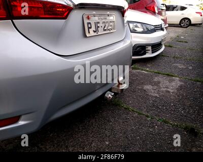 salvador, bahia, brazil - december 7, 2020: a trailer hitch is seen at the rear of a vehicle in the city of Salvador. *** Local Caption *** Stock Photo