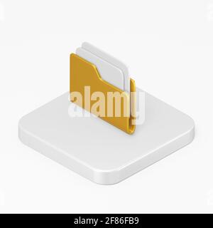 Document folder yellow icon. 3d rendering square button key isometric view, interface ui ux element Stock Photo
