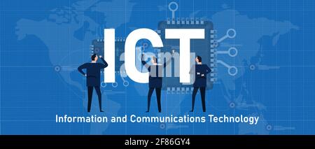 ICT Information and Communications Technology telecommunication company business Stock Vector