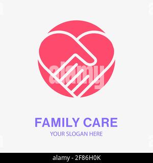 Family care icon. Help, charity, hope logo template. Vector illustration isolated on white background. Stock Vector