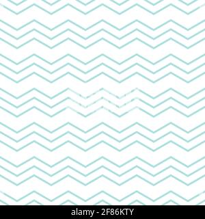 Seamless abstract pattern with powder blue zigzag lines on white background. Striped texture. Vector illustration Stock Vector
