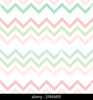 Pastel colored zigzag lines wallpaper. seamless texture with Easter ornament on white background. Vector illustration. Easter shevron pattern for eggs Stock Vector